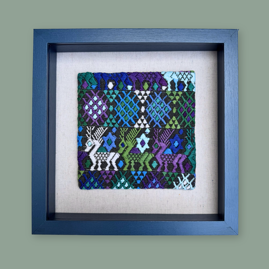 Framed Handwoven Textile (Blue Frame)