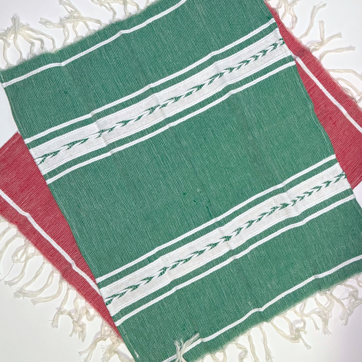 Organic Cotton Handwoven Kitchen Towel - Christmas Colors