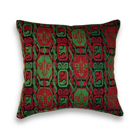 Huipil & Hemp Throw Pillow Cover - Holiday Colors
