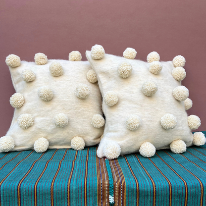 Wool Pom Pom Square Pillow