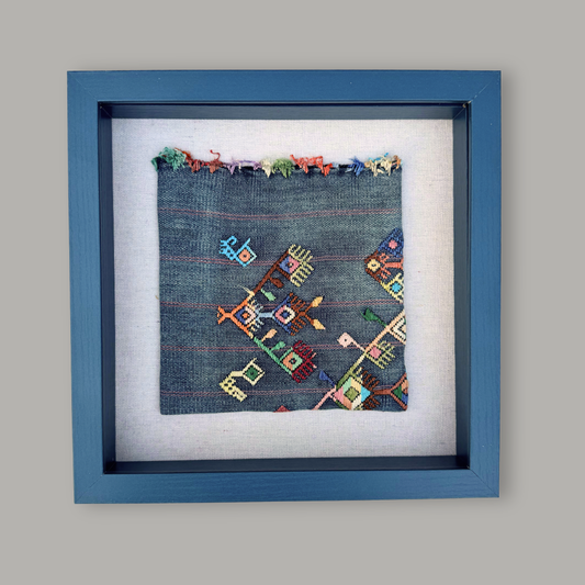 Framed Handwoven Textile (Blue Frame)
