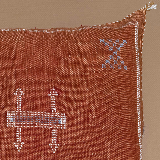 Terra Cotta Cactus Silk Kilim Pillow