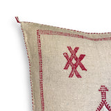 Ivory Sabra Cactus Silk Kilim Pillow Cover | Handwoven Moroccan Home Decor