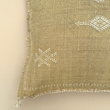 Light Gold Cactus Silk Kilim Pillow