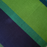 Handwoven Color Block & Hemp Pillow - Navy & Green