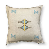 Ivory Sabra Cactus Silk Kilim Pillow Cover | Handwoven Moroccan Home Decor