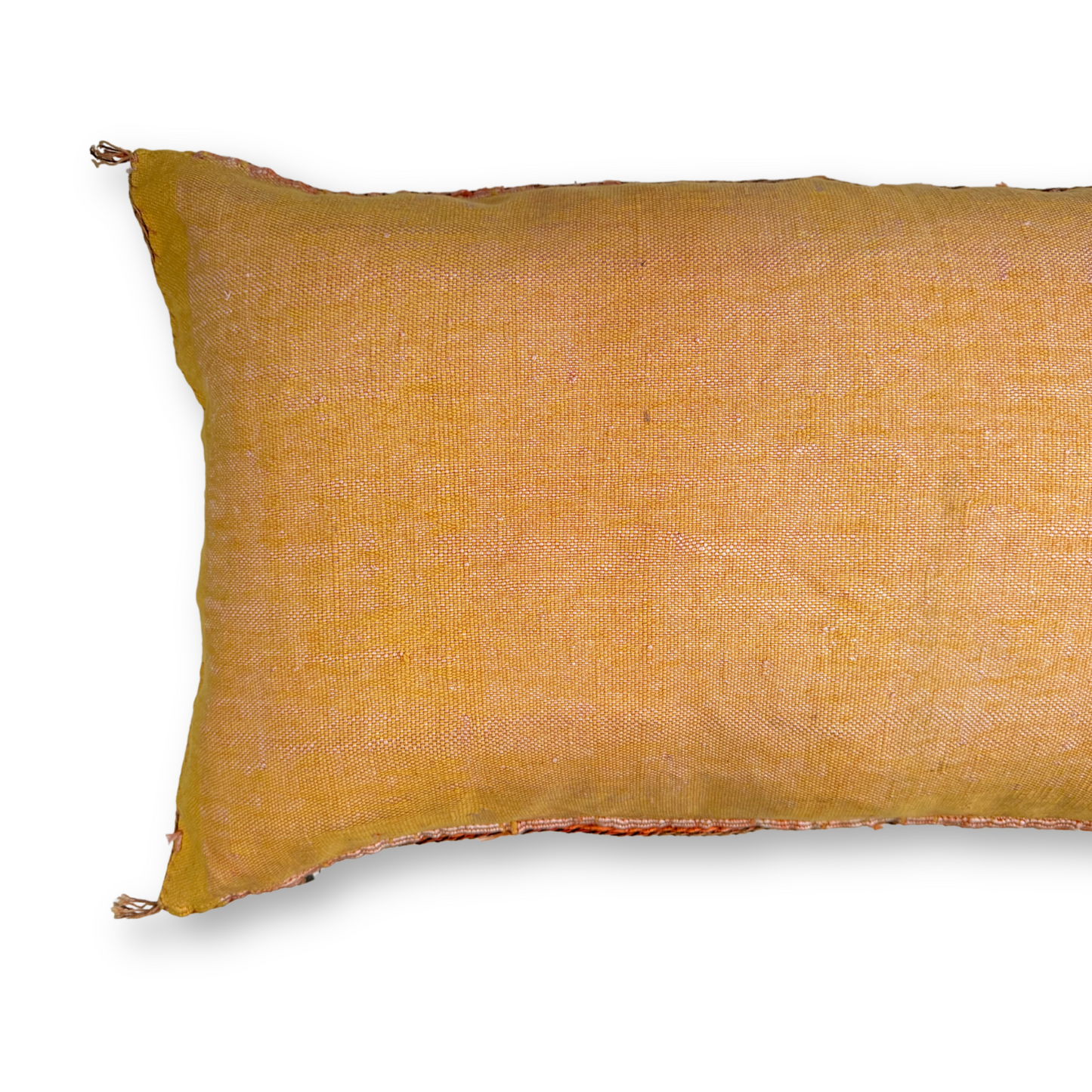 Gold-Peach Large Sabra Cactus Silk Lumbar Pillow | Handwoven in Morocco
