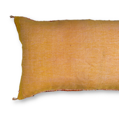 Gold-Peach Large Sabra Cactus Silk Lumbar Pillow | Handwoven in Morocco