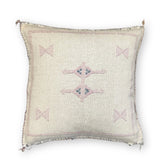 Ivory Sabra Cactus Silk Kilim Pillow Cover | Handwoven Moroccan Home Decor