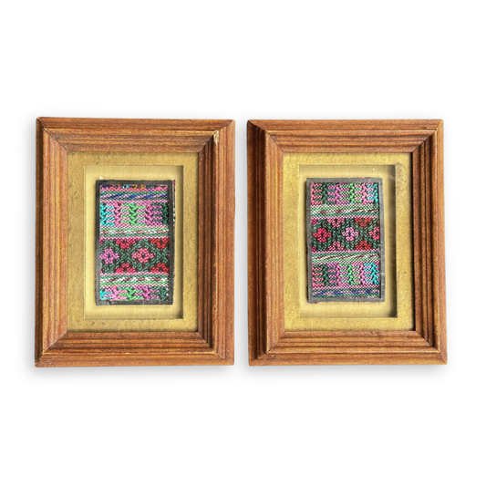 Framed Handwoven Textiles in Vintage Frames (set of 2)