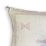 Ivory Sabra Cactus Silk Kilim Pillow Cover | Handwoven Moroccan Home Decor