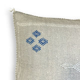 Ivory Sabra Cactus Silk Kilim Pillow Cover | Handwoven Moroccan Home Decor