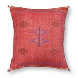 Red Sabra Cactus Silk Kilim Pillow Cover | Handwoven Moroccan Home Decor