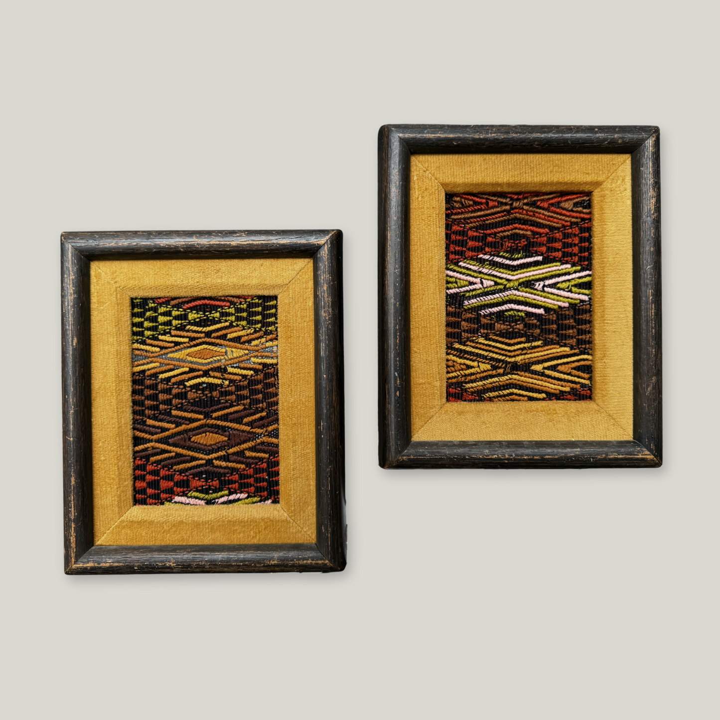 Framed Handwoven Textiles in Vintage Frames (set of 2)