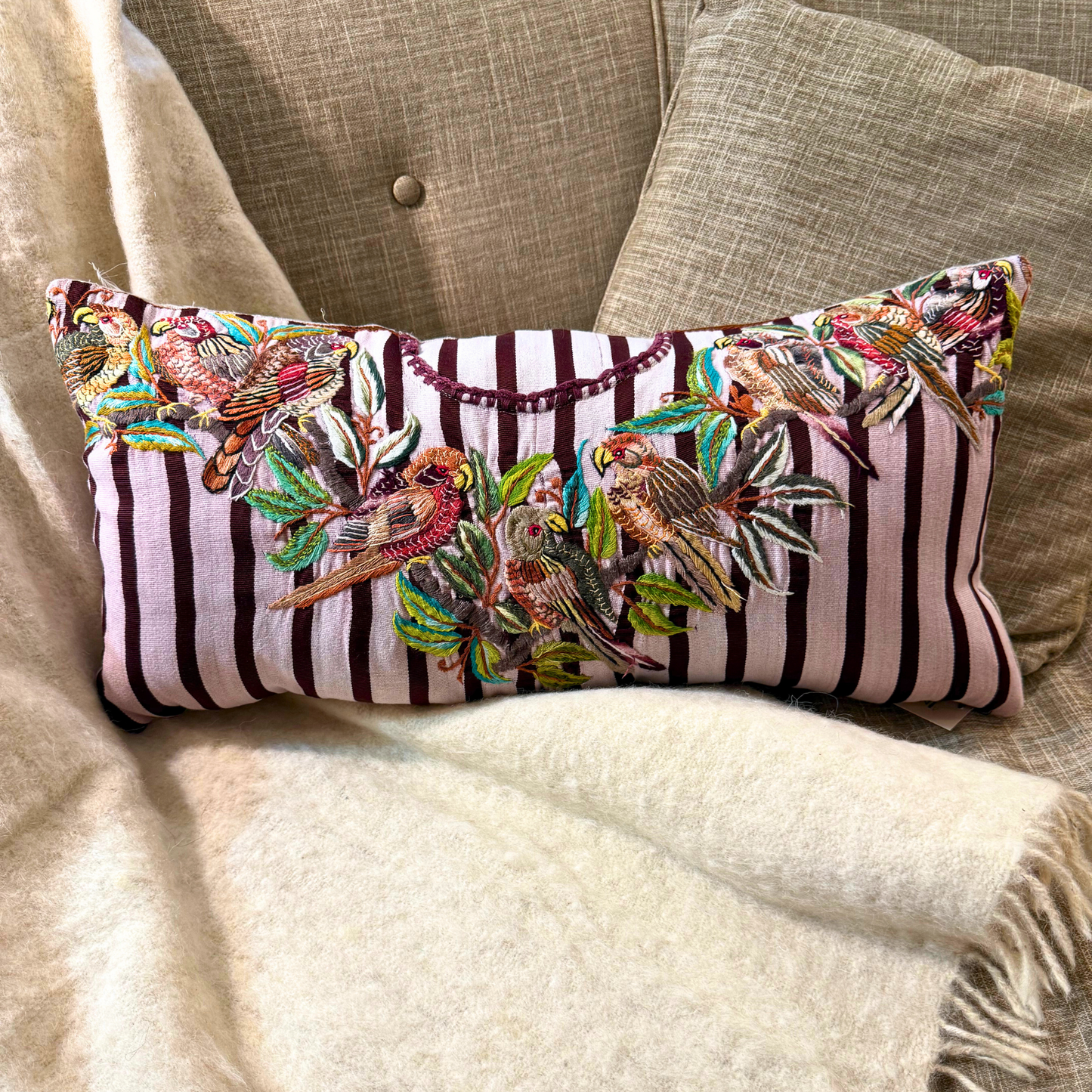 Huipil & Hemp Throw Pillow Cover