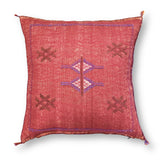 Red Sabra Cactus Silk Kilim Pillow Cover | Handwoven Moroccan Home Decor
