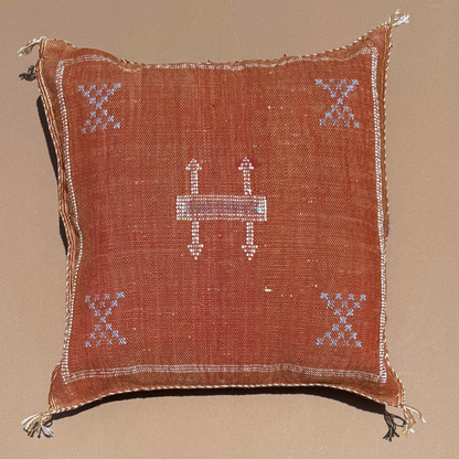 Terra Cotta Cactus Silk Kilim Pillow
