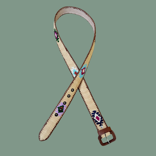 Cream Handwoven Guatemalan Whip-Stitched Belt