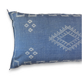 Blue Large Sabra Cactus Silk Lumbar Pillow Cover | Handwoven in Morocco