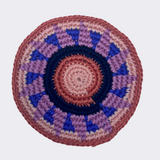 Coral & Blue Crocheted Coasters, Set of 4