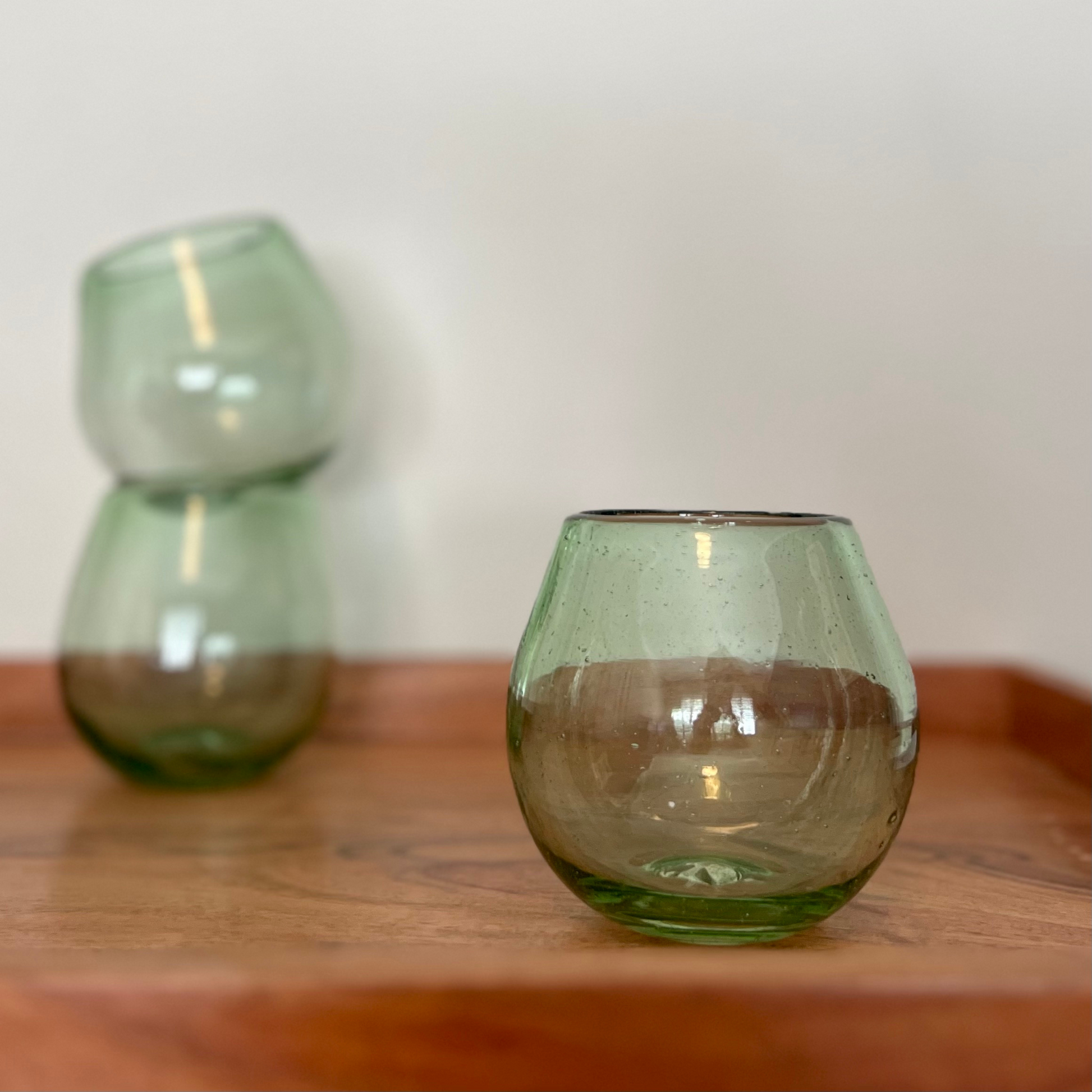 Hand Blown Stemless Wine Glasses 100% Recycled Glass W/infused