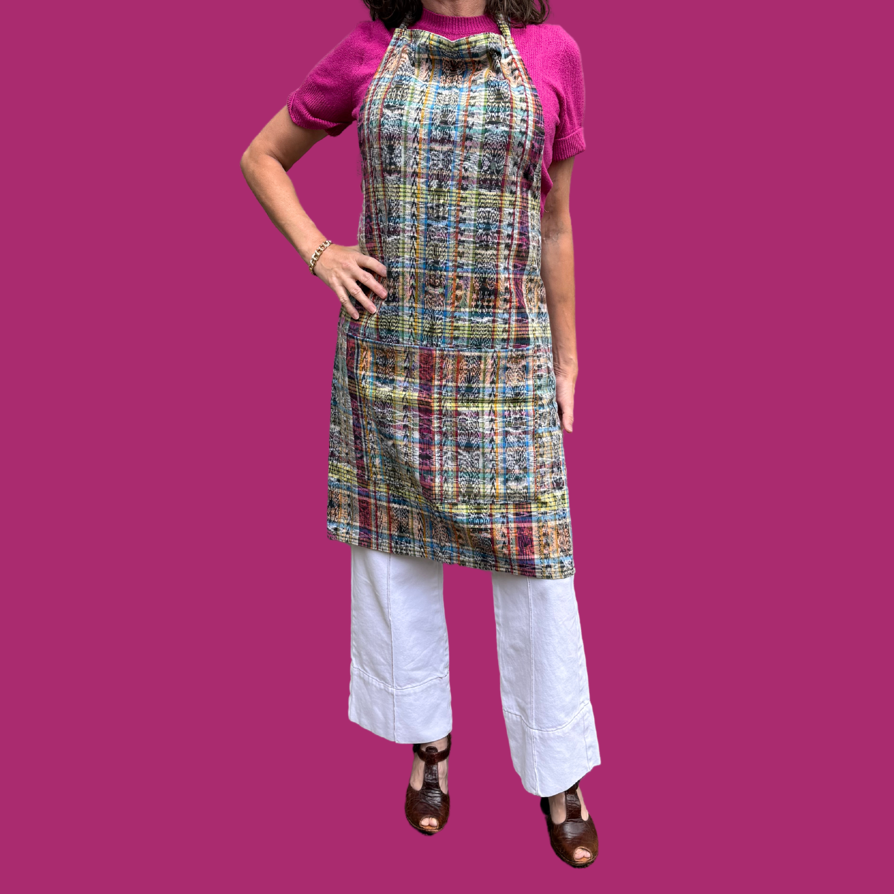 Handcrafted Cotton Apron – Made from Vintage Mayan Textiles (Adult Size)