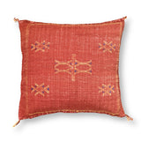 Red-Orange Sabra Cactus Silk Kilim Pillow Cover | Handwoven Moroccan Home Decor