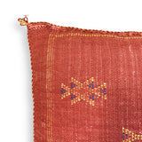 Red-Orange Sabra Cactus Silk Kilim Pillow Cover | Handwoven Moroccan Home Decor