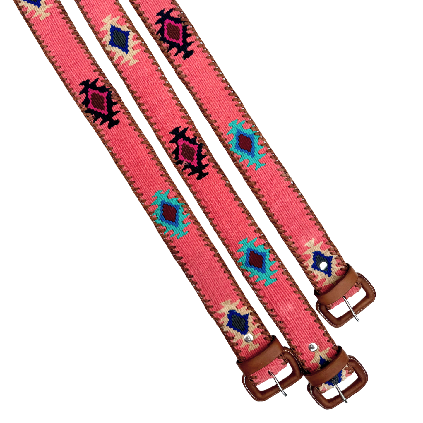 Coral Handwoven Guatemalan Whip-Stitched Belt