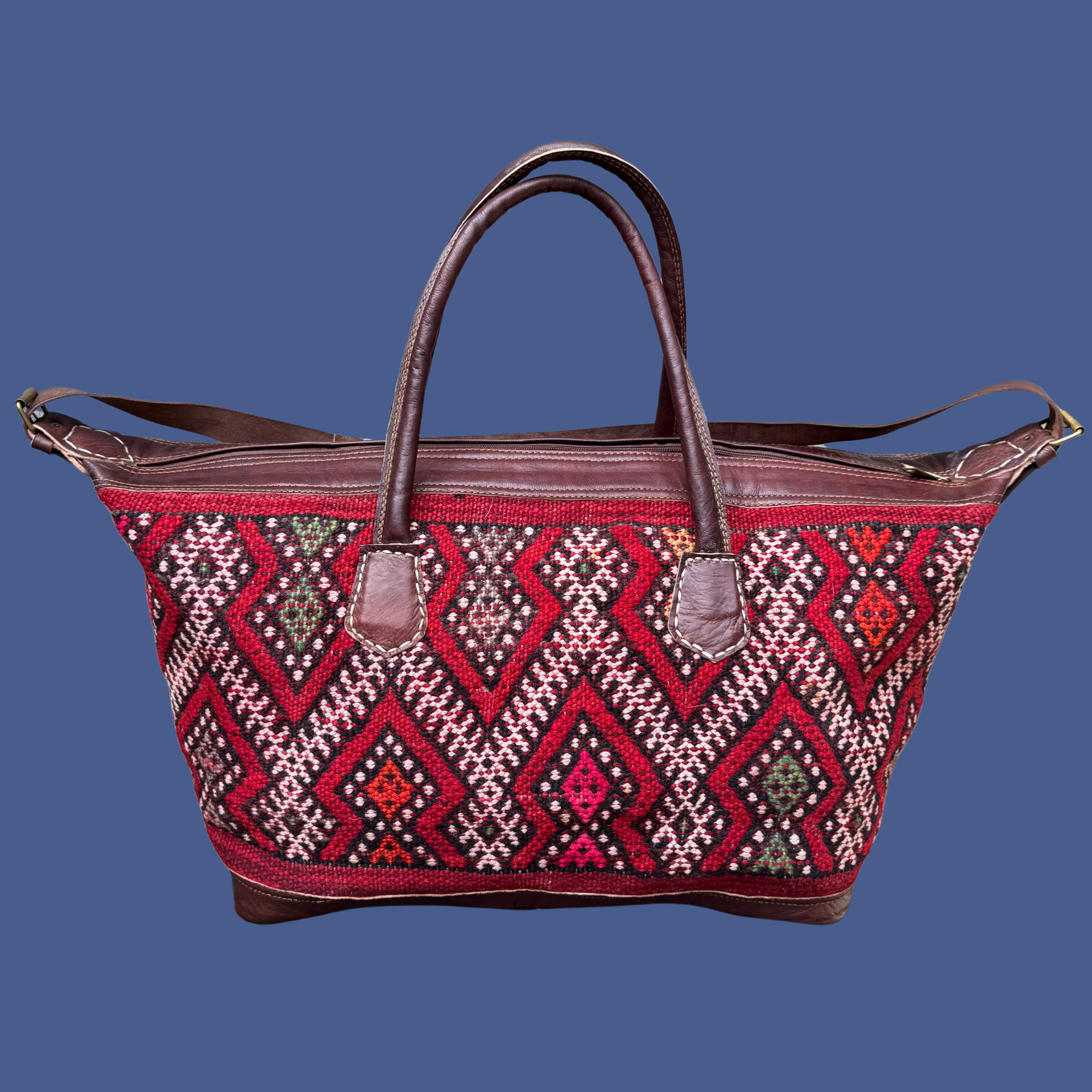 Artisan Leather & Kilim Weekender | Intertwined: Handmade for Good