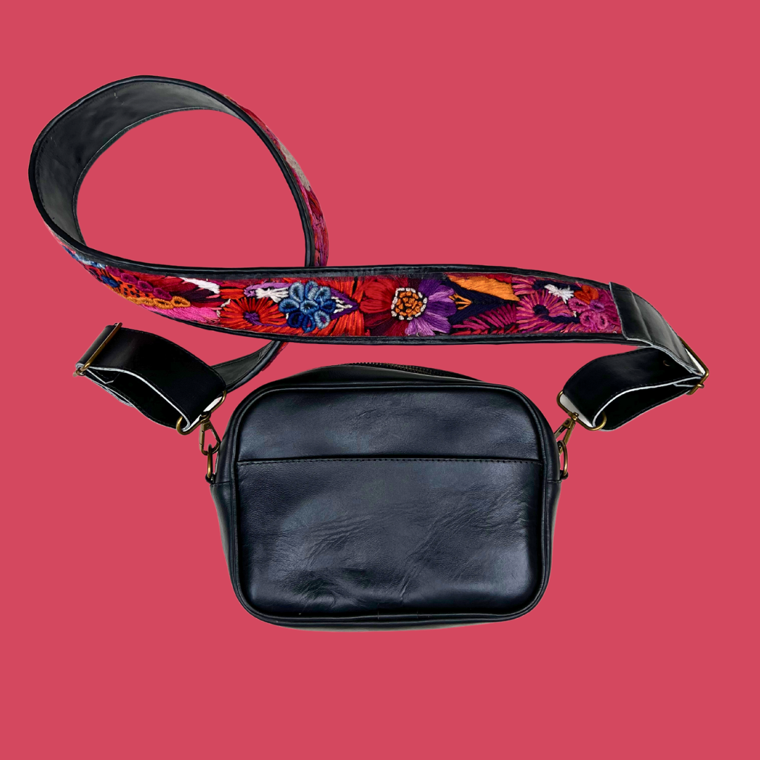 Leather Crossbody with Handwoven Strap