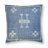 Blue Sabra Cactus Silk Kilim Pillow Cover | Handwoven Moroccan Home Decor