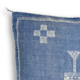 Blue Sabra Cactus Silk Kilim Pillow Cover | Handwoven Moroccan Home Decor