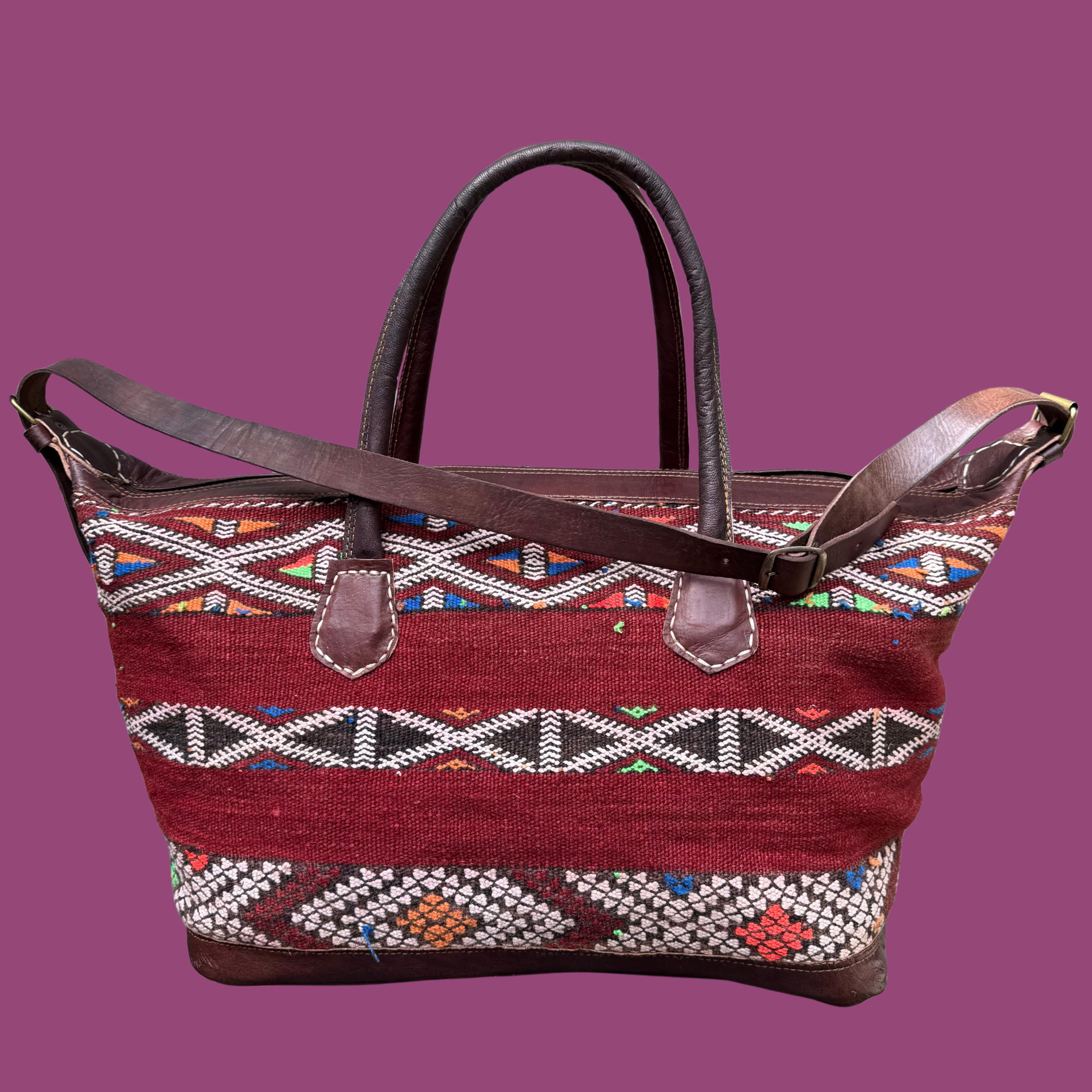 Kilim & Leather Weekender Bag