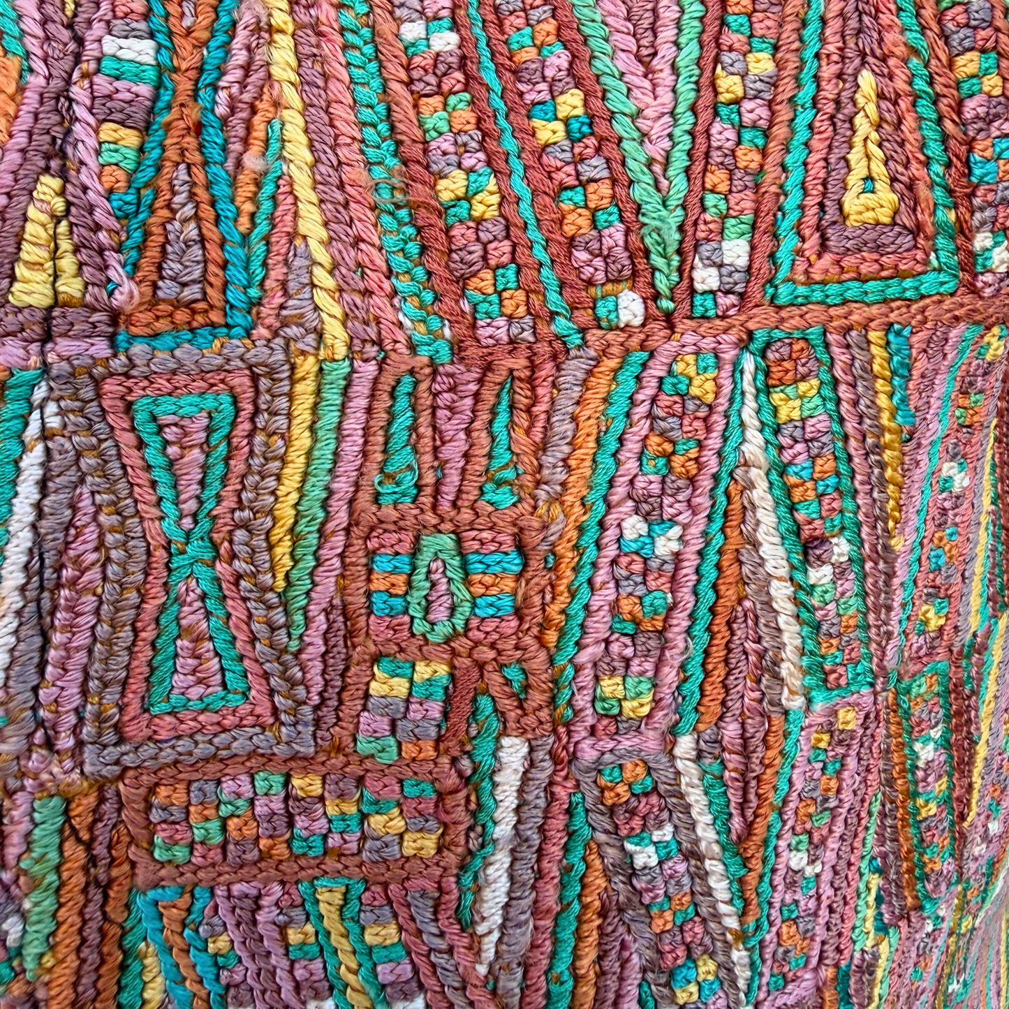 Huipil Bucket Bag - Handcrafted Vintage Mayan Textile & Leather Tote