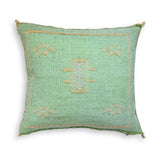 Green Sabra Cactus Silk Kilim Pillow Cover | Handwoven Moroccan Home Decor