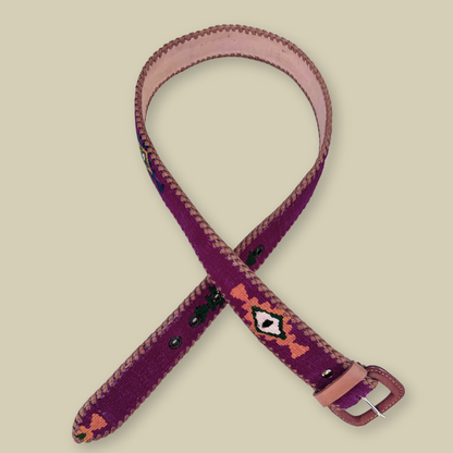 Maroon-Burgundy Handwoven Guatemalan Whip-Stitched Belt