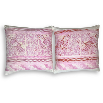 Handwoven Huipil & Cotton Throw Pillow Cover