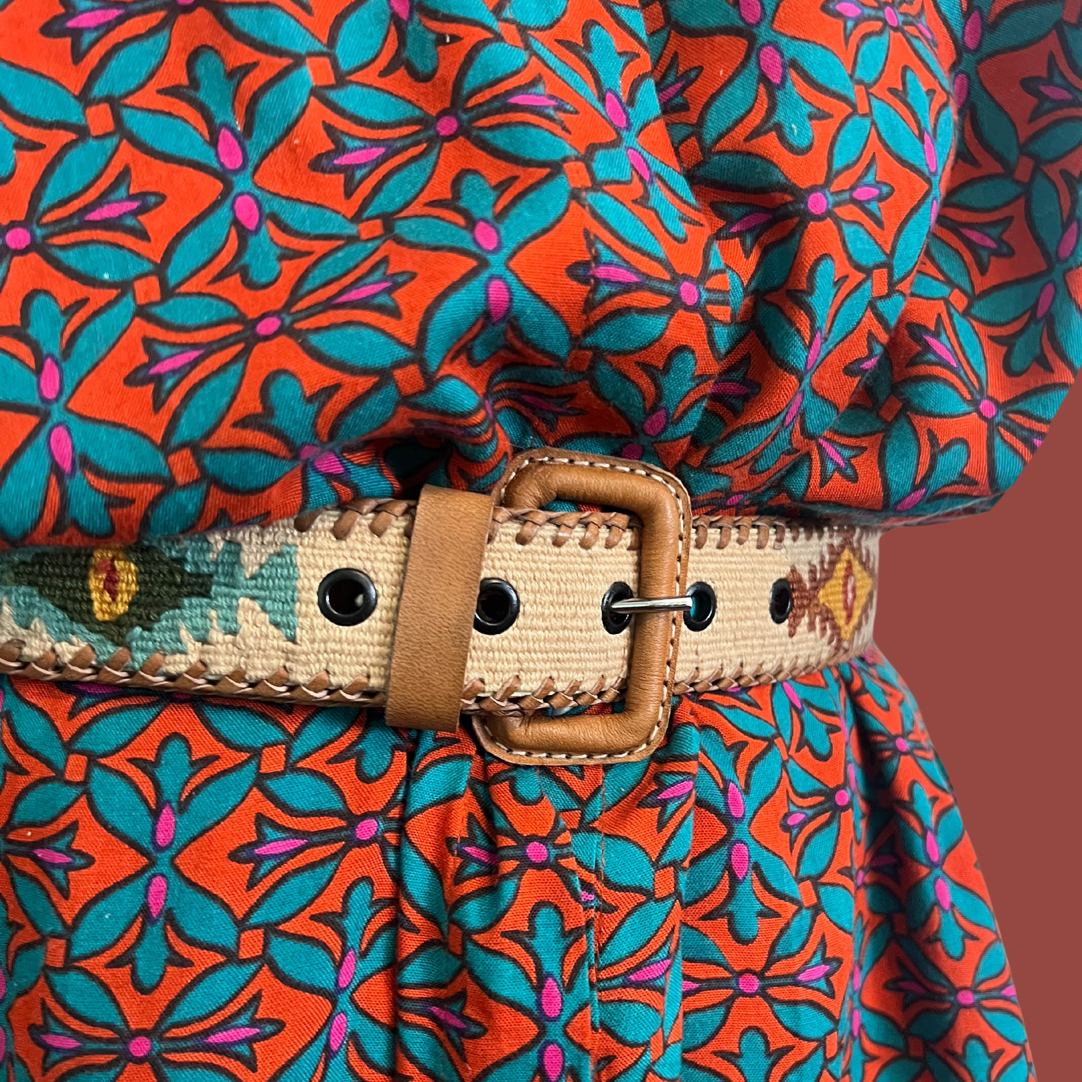 Tan Handwoven Guatemalan Whip-Stitched Belt