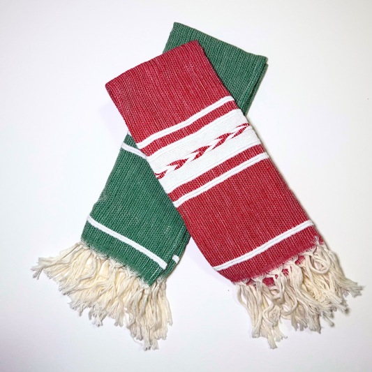 Organic Cotton Handwoven Kitchen Towel - Christmas Colors