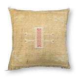 Gold Sabra Cactus Silk Kilim Pillow Cover | Handwoven Moroccan Home Decor