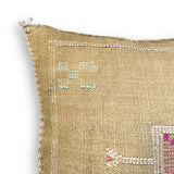 Gold Sabra Cactus Silk Kilim Pillow Cover | Handwoven Moroccan Home Decor