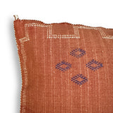 Terracotta Large Sabra Cactus Silk Lumbar Pillow Cover | Handwoven in Morocco