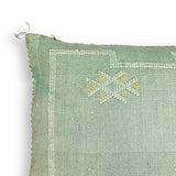 Light Green Large Sabra Cactus Silk Lumbar Pillow Cover | Handwoven in Morocco