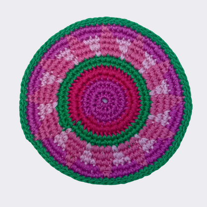 Pink & Green Crocheted Coasters, Set of 4