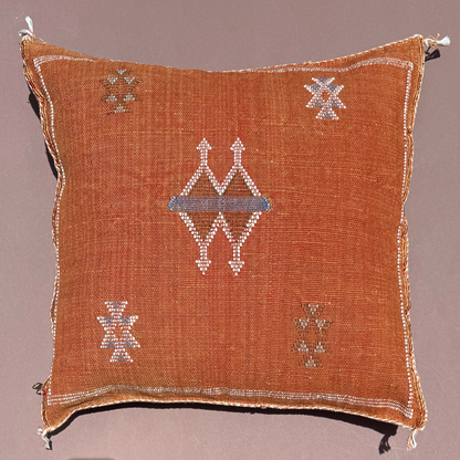 Terra Cotta Cactus Silk Kilim Pillow