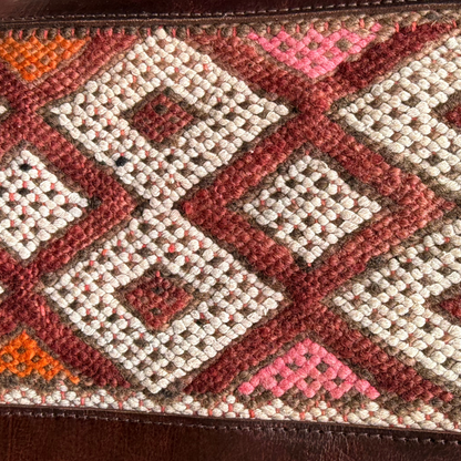 Leather & Kilim Crossbody Bag – Handmade in Morocco from Full-Grain Vegetable-Tanned Leather