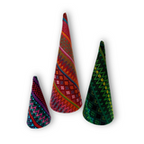 Colorful Handwoven Christmas Tree Set – Vintage Huipil Holiday Decor (Set of 3)