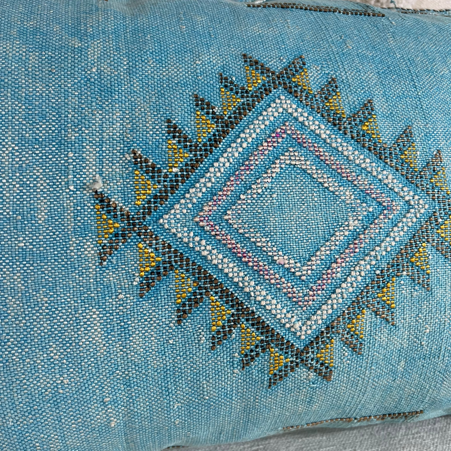 Blue Cactus Silk Lumbar Pillow