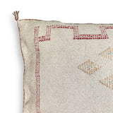 Ivory Large Sabra Cactus Silk Lumbar Pillow Cover | Handwoven in Morocco